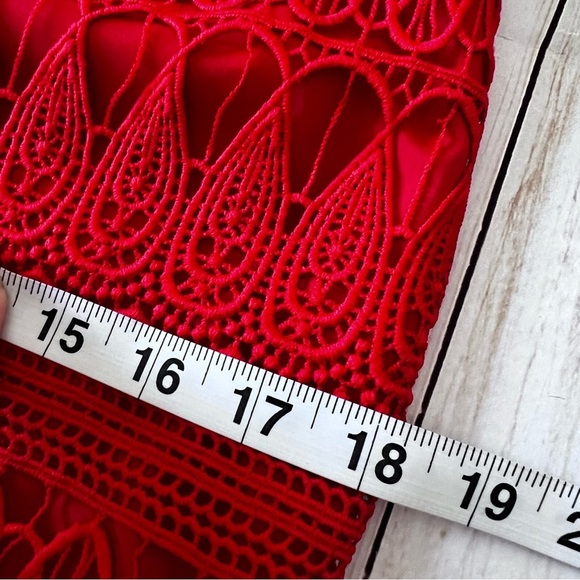 EUC Saylor for Free People Mariah Lace Off Shoulder Dress Red size Small - Picture 15 of 16
